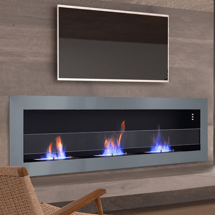 Bio Ethanol Fireplace Wall Mounted/Insert Hanging Bioethanol Glass Front Heating