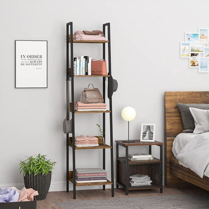 Ladder Shelf Bookcase 5 Tier Display Storage Shelving Unit Stand
