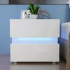 24" RGB LED Light Bedside Table Cabinet Nightstand High Gloss 2 Drawer Furniture