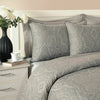 Grey Paisley Hotel Quality Duvet Cover Set 400TC Cotton King/Super King Bed Set