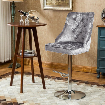 Crushed Velvet Bar Chair Swivel Kitchen Stool Barstool Armchair with Chrome Base