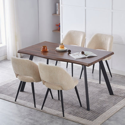 140cm Wooden Dining Table Oak with Metal Legs for Home Dining Room Furniture