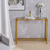 Slim Console Table Gold Metal Hallway Side Stand Glass Tabletop for Small Spaces
