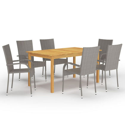 7 Piece Garden Dining Set Grey I2B9