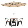 Steel Garden Table and Chair Set Patio Parasol Hole Dining Table 4Seater Chairs