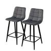 2X Grey Velvet Bar Stools Kitchen Pub Chairs Breakfast Stools 65 cm seat High