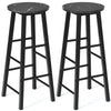 Set of 2 Bar Stools Faux Marble Pub Chair Round Kitchen Dining Chair W/ Footrest