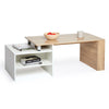 Modern Coffee Table Adjustable with Storage Living Room Furniture White &Oak