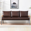 Brown Faux Leather Sofa 3 Seaters Armchair Metal Legs Couches Living Room Modern