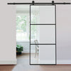 Modern 6ft Sliding Door Track Barn Door Hardware Set Kit Single Door Black