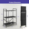 Foldable Storage Shelves on Wheels 3-Tier Heavy-Duty Steel Rack Shelving Units