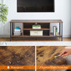 Brown Wooden TV Cabinet Metal Leg with Compartment Shelf Unit Industrial Style