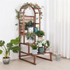 3 Tier Large Wooden Garden Plant Stand with Arch Lattice Trellis Climbing Plants