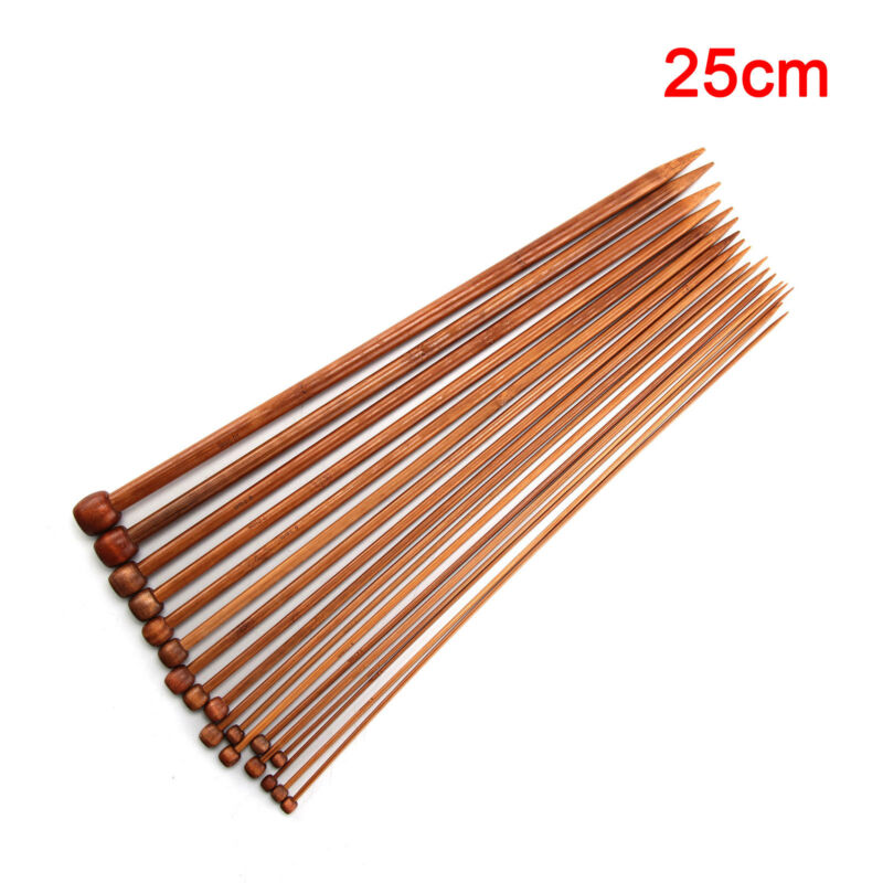 36pcs Carbonized Bamboo Knitting Needle Set 25cm Length Single