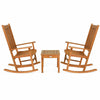 3 Pieces Eucalyptus Rocking Chair Set Ergonomic Outdoor Patio Furniture W/ Table