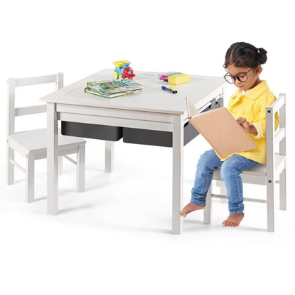 5 in 1 Kids Table and Chair Set Children Building Block Activity Table W/Storage