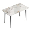 Large Modern Marble Dining Table Kitchen Dinner Desk 4-6 Person w/ Metal Legs