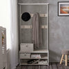 Industrial Coat Rack Shoe Bench Hall Tree Entryway Clothes Storage Shelf w/ Hook