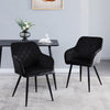 Set of 2 Dining Chairs Velvet Faux Leather Seat Modern Kitchen Chairs