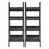 Lawrence Ladder Bookcase with 4 Shelves - Set of 2 - Shelf Unit Bundle - Black