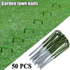 50x GREEN U SHAPE PINS FOR ARTIFICIAL GRASS TURF GALVANISED TENT GROUND PEGS UK