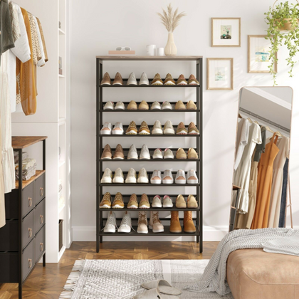 8Tier Shoe Rack Shoe Shelf Shoe Storage Organizer 75 x 30 x 137 cm Greige