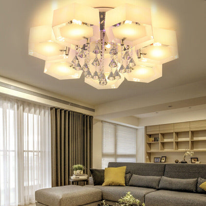 3+2 Colour Luxury Crystal LED Chandelier Hexagon/Flower Lamp Ceiling Lights