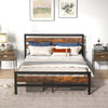 Industrial King Size Bed Frame Metal Platform Bed with Headboard and Footboard