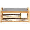 3-Tier Bamboo Shoe Bench Entryway Shoe Rack w/Cushion Modern Shoe Storage Stool