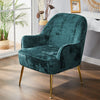 Upholstered Armchair Nordic Crushed Velvet Single Sofa Chair Golden Metal Leg