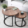 Round Nest of Tables Industrial Nesting Table Set of 2 Coffee End Side Stand