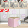 3X Foldable Canvas Storage Collapsible Folding Box Fabric Cube Cloth Basket Bags