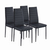 4pcs Black Faux Leather Dining Chairs Metal Legs Dining Room Living Room Kitchen