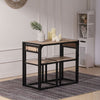 3 Piece Compact Dining Table & 2 Chairs Set Wooden Metal Legs Kitchen Bistro Set