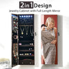 LED Lights Jewelry Cabinet Lockable Wall/Door Mounted Jewelry Armoire W/ Mirror