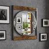 Farmhouse Wooden Wall Mirror Dampproof Bathroom Mirror Entrance Hang Art Mirror