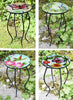 Iron/Glass Round Side Coffee Table Mosaic Design Garden Patio Flower Plant Stand