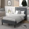 Single Size Upholstered Bed Frame Button-Tufted Soft Bed Platform w/ Headboard