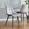 Set of 4 Grey Velvet Dining Chairs Kitchen Dinning Room Metal Leg Padded Modern