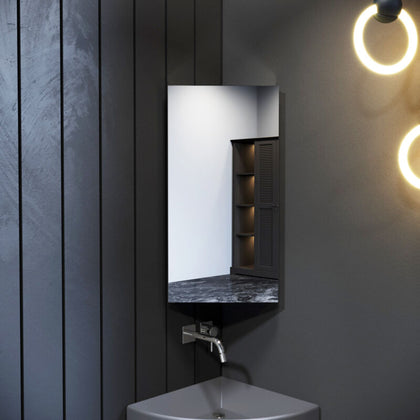 Bathroom Mirror Cabinet 300×600mm with Storage Stainless Steel Corner Cupboard