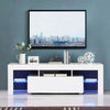 White Modern TV Stand Matt Cabinet Unit 130CM Width High Gloss Door LED Light