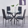 Round Clear Tempered Glass Black Metal Legs Dining Table Dining Room Living Room