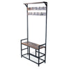 Industrial Metal Coat Rack Shoe Bench Storage Shelves Hooks For Home Living Room