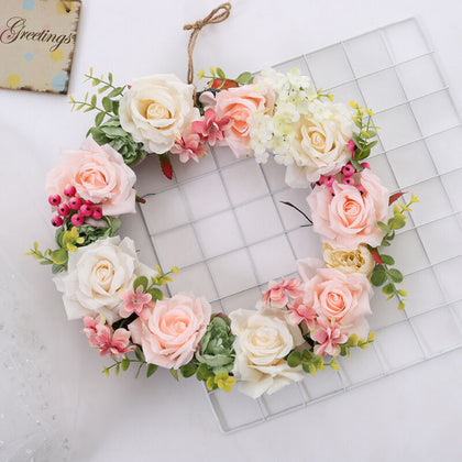 30cm Fake Rose Flower Door Wreath Wall Hanging Spring Floral Home Wedding Decor