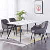 1/2/3/4X Velvet Dining Armchair Grey Chair Padded Seat Metal Legs Office Kitchen