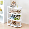 Portable 4 Tier White Shoe Storage Rack - Home Space Saving Shoe Organiser Rack