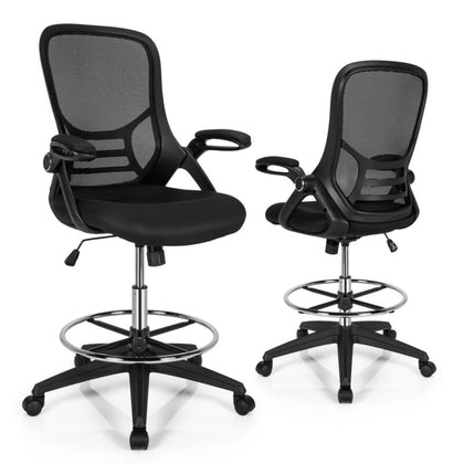 Ergonomic Mid-Back Drafting Chair Height Adjustable Swivel Task Chair Office