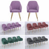 2Pcs Velvet Fabric Dining Chairs Accent Tub Chair Armchair Petal Back Gold Legs