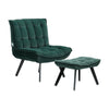Upholstered Armchair Footstool Set Vintage Tufted Accent Living Room Fireside