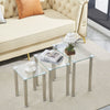 Nest of 3 Tempered Glass Nested Tables Side End Lamp Sofa Tables Living Room